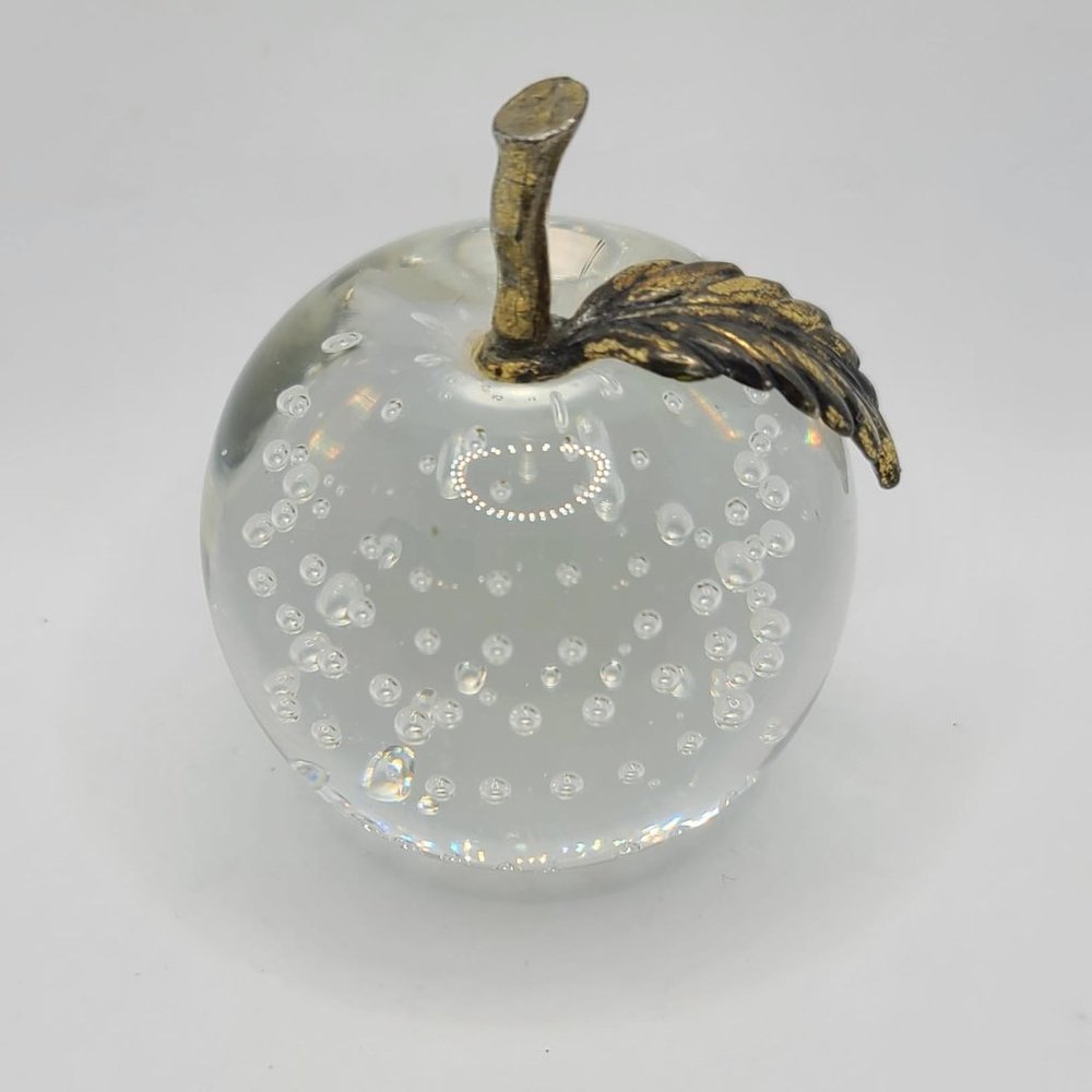 Glass Apple Paperweight